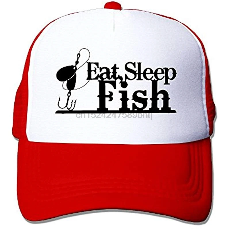 Eat Sleep Fish Mesh Trucker Caps_Hats Регулируемый для унисекс черный