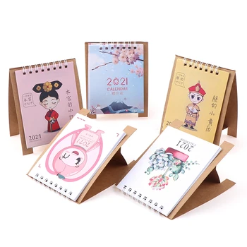 

Hand Drawing 2021 Fresh Cartoon Mini Desktop Paper Calendar dual Daily Scheduler Table Planner Yearly Agenda Organizer
