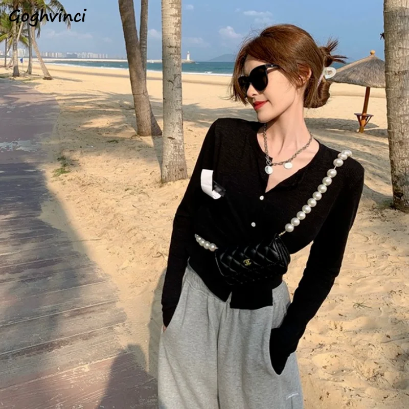 Sweaters Women Slim Sexy Elasticity Cropped Cardigan Sun-proof Autumn New Arrival Tender Knitted All-match Daily Casual Teens |