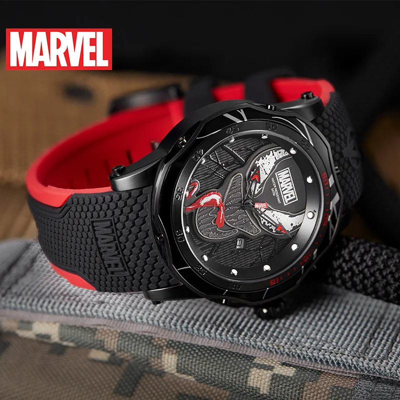 Marvel Мстители VENOM мужские 5ATM водонепроницаемые часы из нержавеющей стали силиконовый ремешок Мужские Спортивные трендовые часы армейские Reloj черные Супергерои