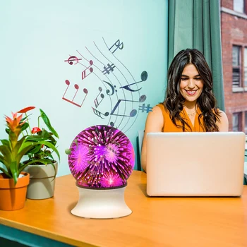 

3D Fireworks Night Light USB Charging Night Lamp With Bluetooth Speaker Effect Home Bar Festival Decoration Dropshipping