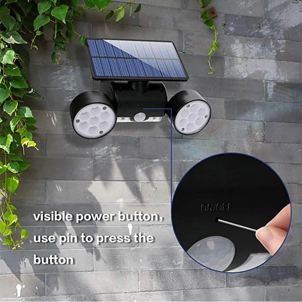 Mpow Waterproof IP65 Solar Lights Outdoor 30 LED 360 Degree Rotatable Dual Heads Security Lights Solar Motion Spotlights Lights (6)