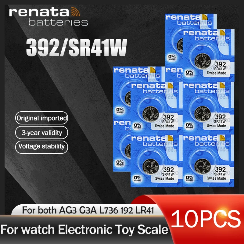 10 шт./лот Renata 392 100% оригинальный новый долговечный SR41W LR41 AG3 Швейцарский