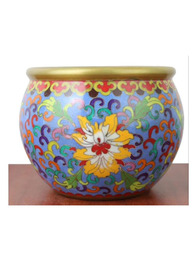 Китайский Тибетский Бронзовый Cloisonne голова льва горшок благовония горелка статуя