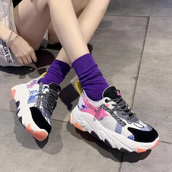 

2020 NEW Brand Autumn Women Sneakers Platform Fashion Chunkey Snekaers High Quality Shoes Woman Tenis Feminino Lace-up Shoes W6