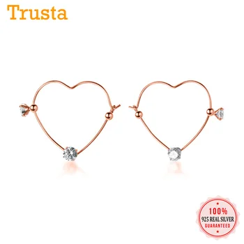 

Love Gift Heart Hoop Earrings100% 925 Sterling Silver Hoop Earrings Birthday Gift For Women Sterling silver jewelry DS2635