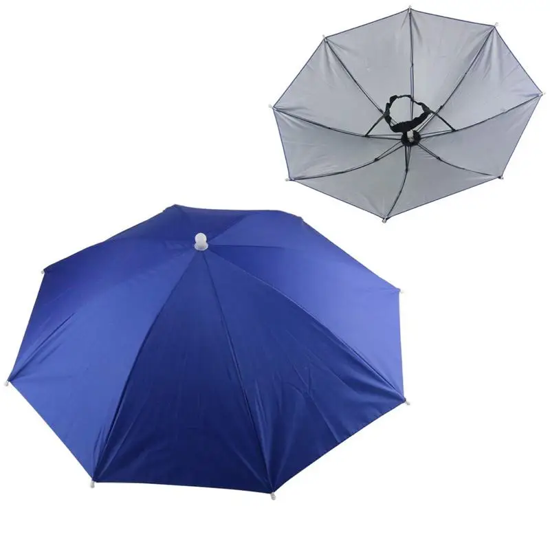 Quality 2PCS Umbrella Hat Headwear for Outdoor Fishing Gardening Beach(Royal Blue