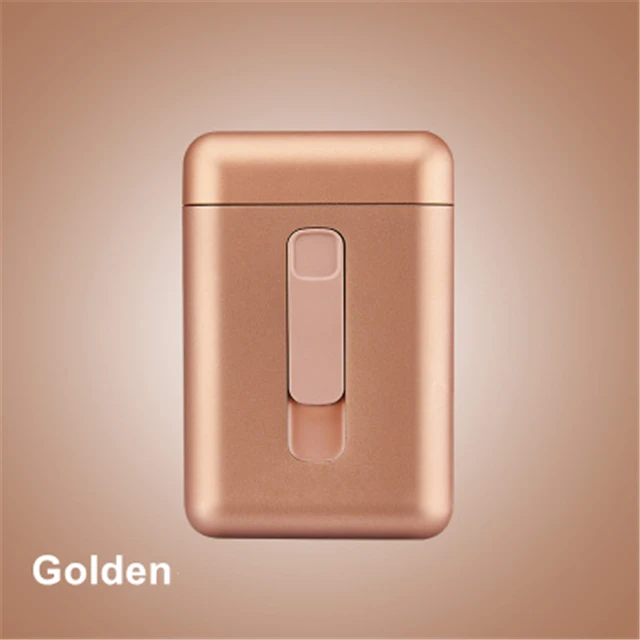 20 шт Емкость портсигар с Электронная usb зажигалка держатель для сигары прикуриватель для обычной принадлежности для сигарет подарок для мужчин - Цвет: Gold