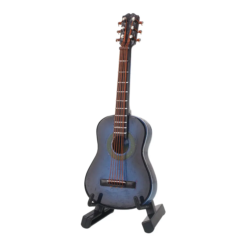 Blue Guitar Model Table Decor Office Ornament Wooden 3 Color Mini Exquisite Creative Cafe Decoration Handicrafts Craft Art Gift - Цвет: Blue