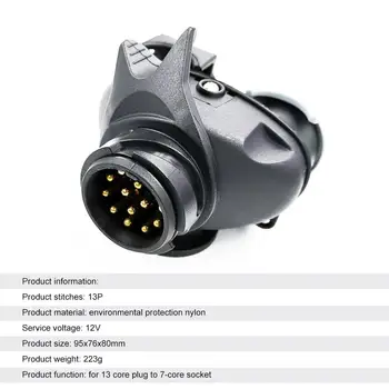 

13 Pin Turn 7 Pin Plug Socket 12V Car Cable Connector Waterproof Trailer Signal Light Car Towing Conversion Adapter