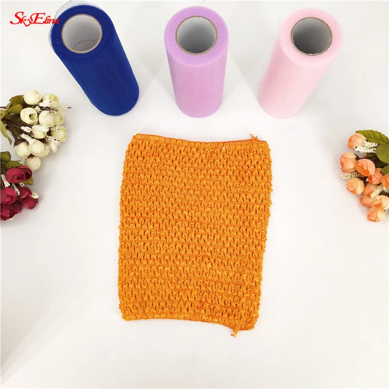 Orange 23*20 см, подходит для От 1 до 3 лет, детей, эластичная, обернутая грудь, вязаная повязка на голову, пачка, топы, вязаная юбка, платье, 7zSH939 - Цвет: Orange