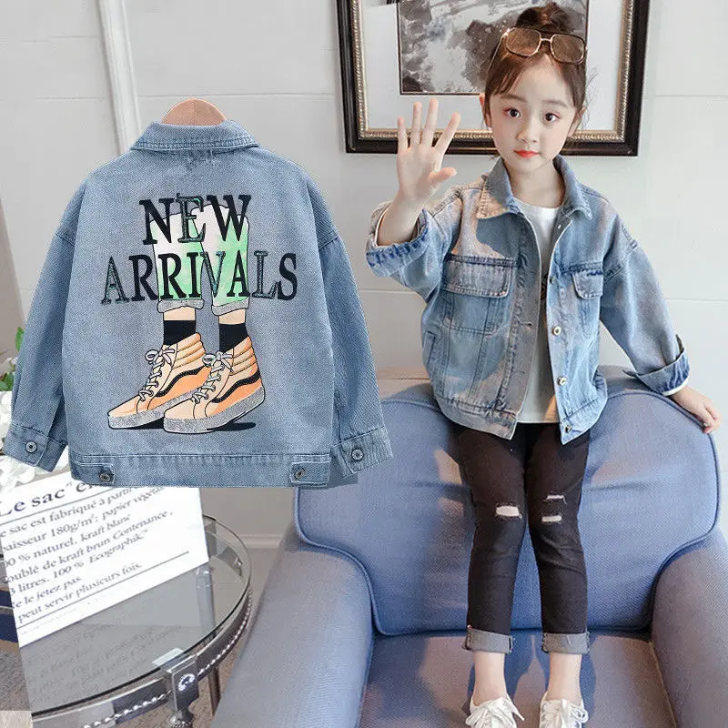 

2021 Fashion Boys and Girls Clothes Denim Jacket Cartoon Kids Denim Jacket Kids Girls Casual Coat 3 4 5 6 7 8 9 10 11 12Year