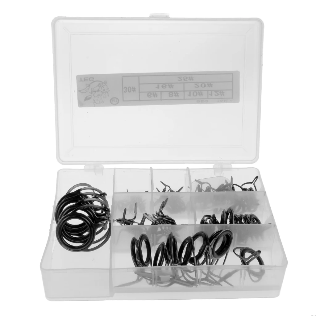 75Pcs Stainless Steel Fishing Rod Guide Top Ring Tip Repair Kit Free White/Black/Gray