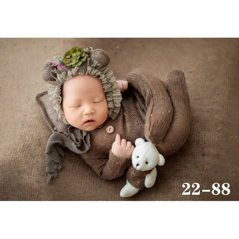 Newborn Photography Props Girl Boy Outfit Flower Hat Pillow Doll Set Baby Clothes Studio Photo Costume Fotografia Accessories