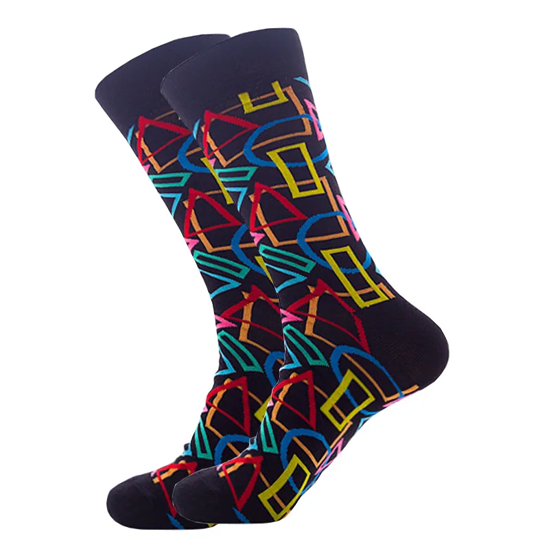 Cotton Socks Casual Socks Mens Colorful Striped Socks Plaid Diamond Pattern Argyle Geometric Harajuku Combed Cotton Sock Christmas Gift