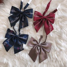 Японский Женский студенческий галстук-бабочка JK Униформа дикая юная девушка Kawaii школьная форма с буквенным принтом милый галстук с бантом студенческий стиль