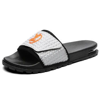 

2020 New Men Slippers Reflective Air Cushion Flip Flops Flat Non-slip Sandals Home Slippers Male Casual Indoor Hot Beach Shoes