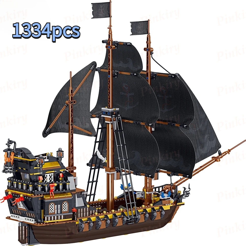 Caribbean Pirate Ships Building Blocks the Black Pearl Bricks Set Queen Annes Revenge Ship Models Children Toys Kids Gifts