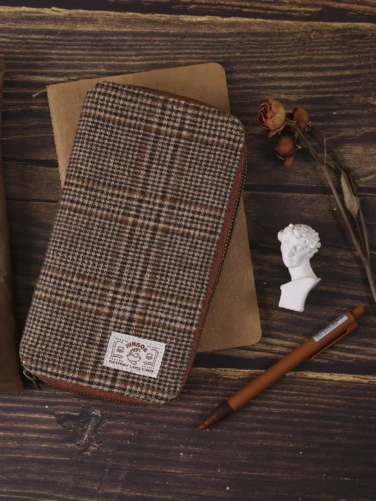 Kinbor-caderno Portátil Bolsa com Zíper Notebook Pequeno Eficiência Livro Livro Conta Manual Grade Tecido Malha - Imagem 6