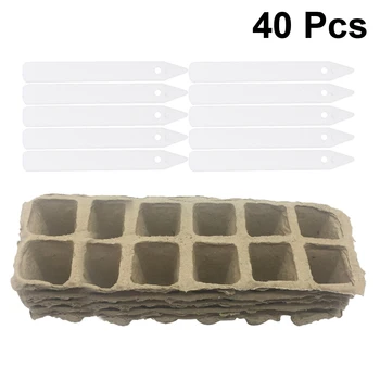 

20 Sets Seed Germination Tray Biodegradable 12 Slots Corrugated Paper Nursery Pots Seeds Growing Trays With Plant Markers