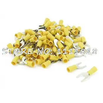

100 x AWG12-10 8.4mm Bolt Fork Crimps Insulated Terminals Connector Yellow