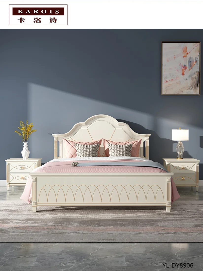 Karoisdy8906american Light Luxury Solid Wood Bed Master Bedroom Double European Modern Minimalist Furniture Princess Wedding Bed Beds Aliexpress