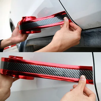 

Trim Door Sill Strip Carbon Fiber Red Trunk Side Protector Bumper SUV Front Anti-Collision