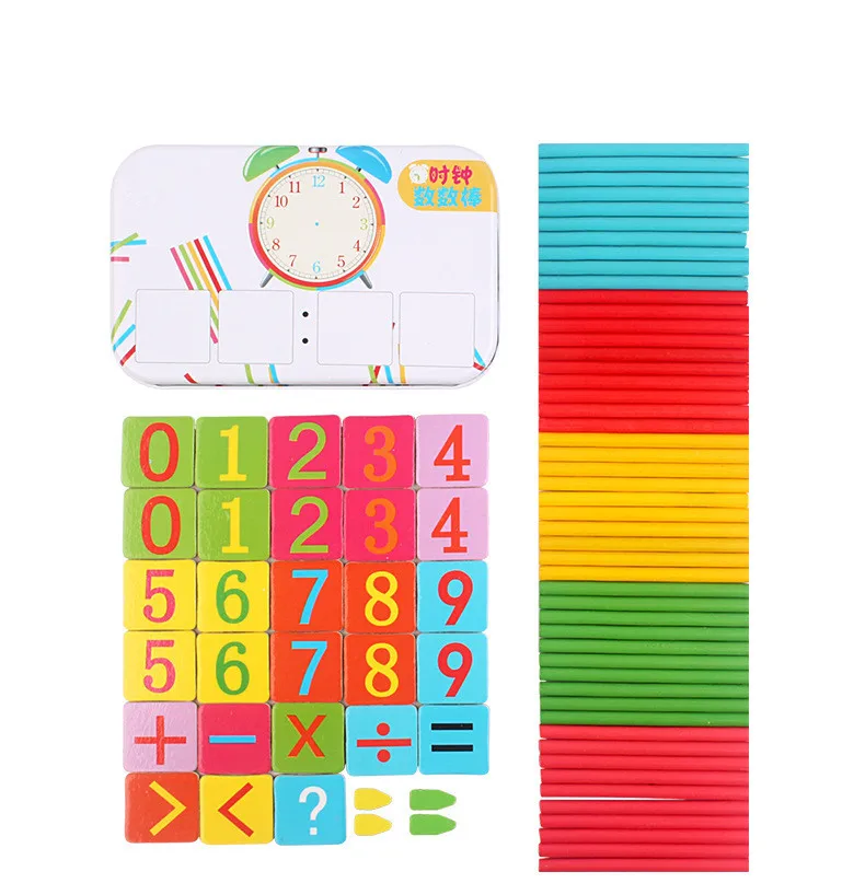 1Set Baby Math Toy Wooden Stick Magnetic Mathematics Puzzle Education Number Toys Calculate Game Learning Counting Kids Gifts - Цвет: 1Set