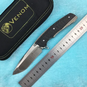

KEVIN JOHN KNIFE VENOM 2 Flipper folding knife M390 blade titanium alloy + carbon fiber handle outdoor camping hunting fruit kni
