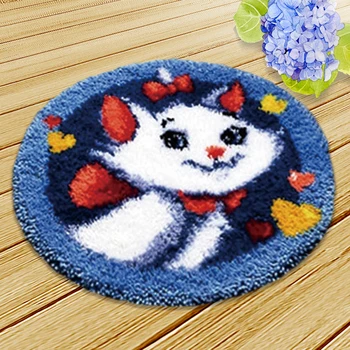 

Pulaqi Animal Cat DIY Needlework Crochet Latch Hook Rug Kit Mat Unfinished Accessories Carpet Embroidery Handmade Room Floor