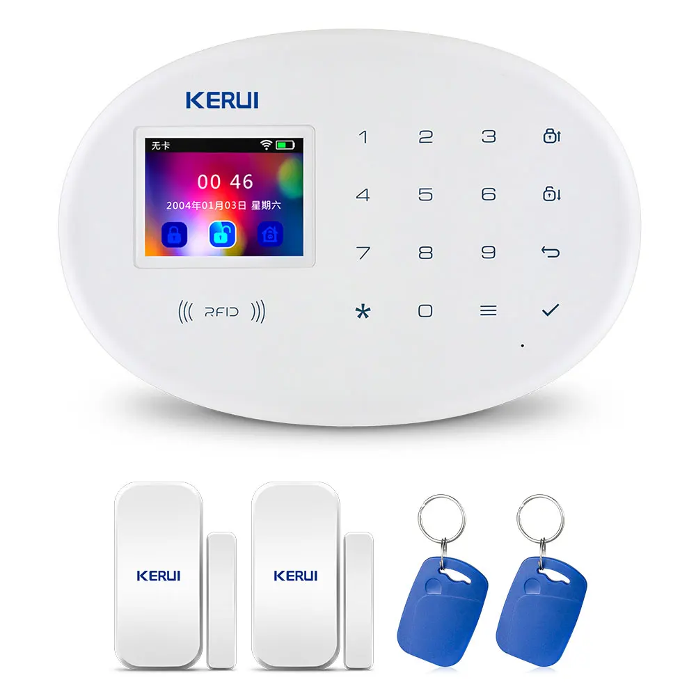 Kerui W20 Smart Wireless WIFI GSM Security Alarm System Wireless Home Security Burglar Alarm System Compatible With  Door Sensor