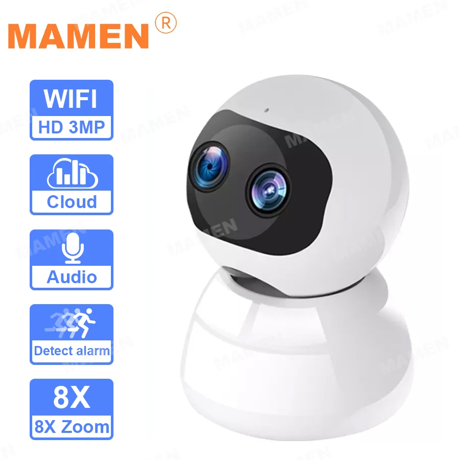 HD 1080P двойной объектив PTZ Wifi 8XP зум Камера для помещений автоматическое слежение