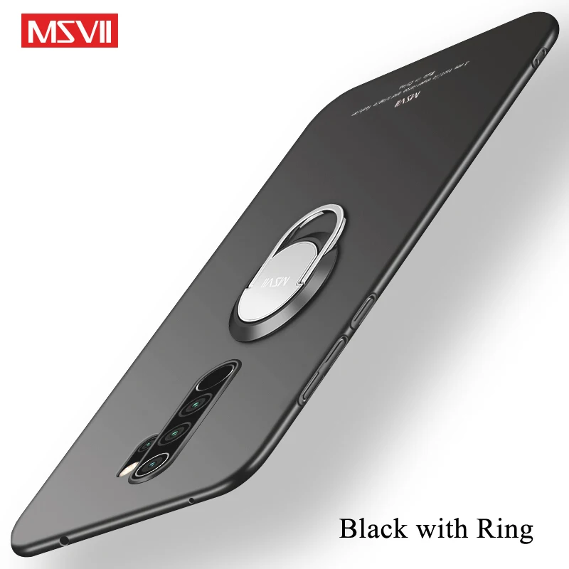 Black With Ring Redmi Note 8T чехол MSVII Матовый PC чехол для Xiaomi Redmi Note 8 Pro Чехол Xiomi Чехол-держатель с кольцом для Xiaomi Note 8T 7 8 Pro Чехол - Цвет: Black With Ring