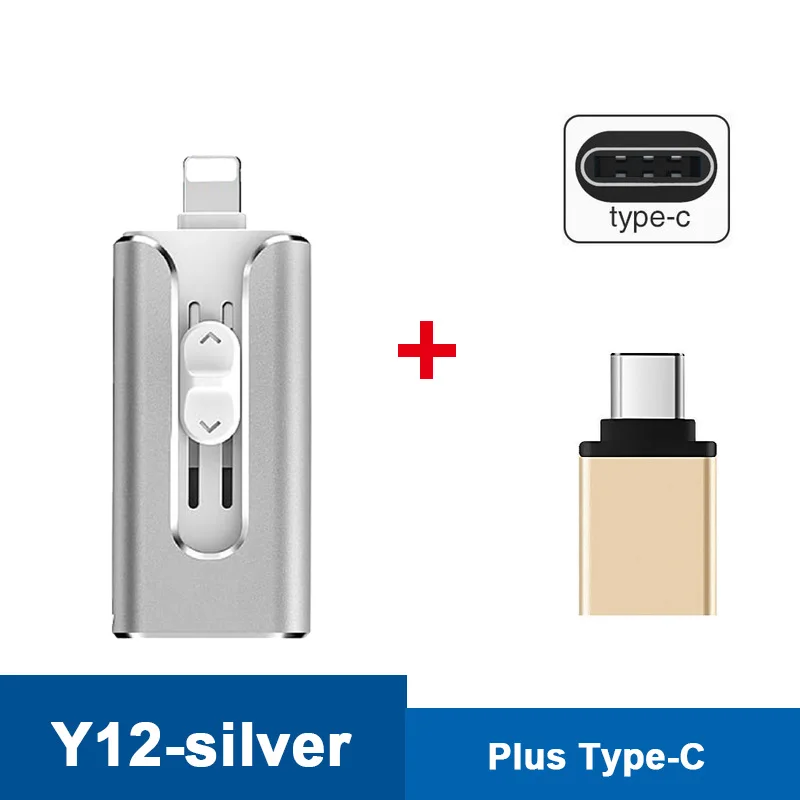3 в 1 OTG USB флеш-накопитель Флешка 3,0 16 ГБ 32 ГБ 64 ГБ 128 ГБ флеш-накопитель для iphone 8 7 Plus 6 6s Plus 5s ipad карта памяти ФЛЕШКА usb c flash флешка мини small usb drives - Цвет: Y12-USB3.0-S-Type-c