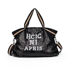 Новая стильная женская сумка в европейском и американском стиле, Сумка с блестками, модная сумка-тоут с буквами, трендовая сумка на плечо, большая сумка