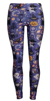 

Hot Sale] European and American Halloween Women's Slim Pants Pants ladies girl polyester galaxy knitted blue leggings