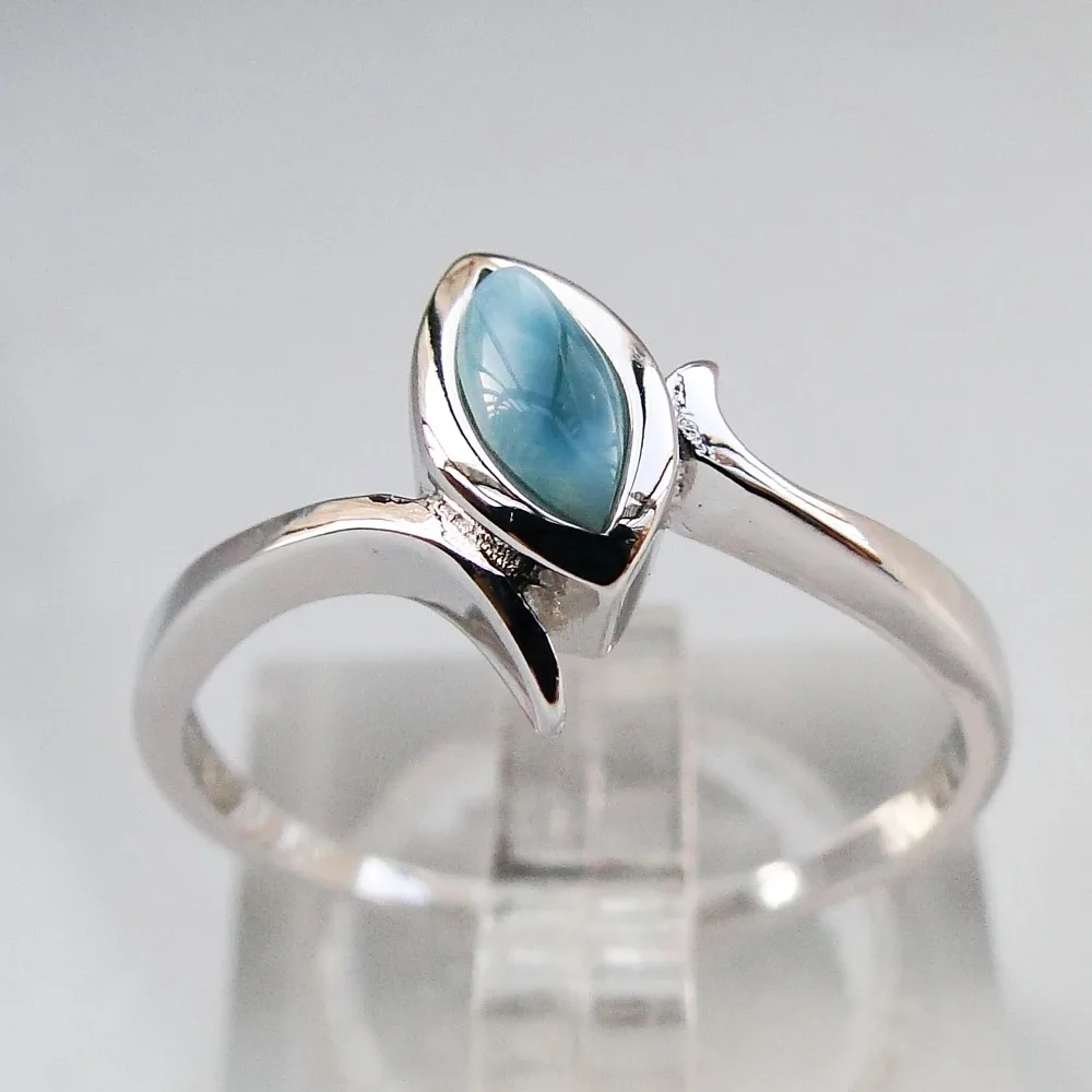Кольцо с ларимаром из стерлингового серебра 925 пробы, натуральное кольцо с ларимаром, женские вечерние кольца в форме лариамра