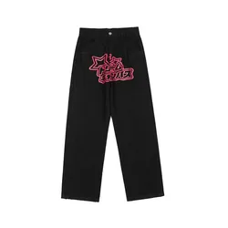 Pantalones vaqueros rectos de gran tamaño para Hombre y mujer, Pantalón ancho de algodón con estampado de letras de estrellas, estilo Hip Hop, novedad de 2021