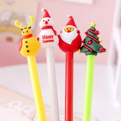 Pluma de Gel de dibujos animados de Navidad, pluma neutra de tinta negra, Santa, Reno, árbol, muñecos de nieve, firma, papelería escolar, regalos, 4 unids/set por juego