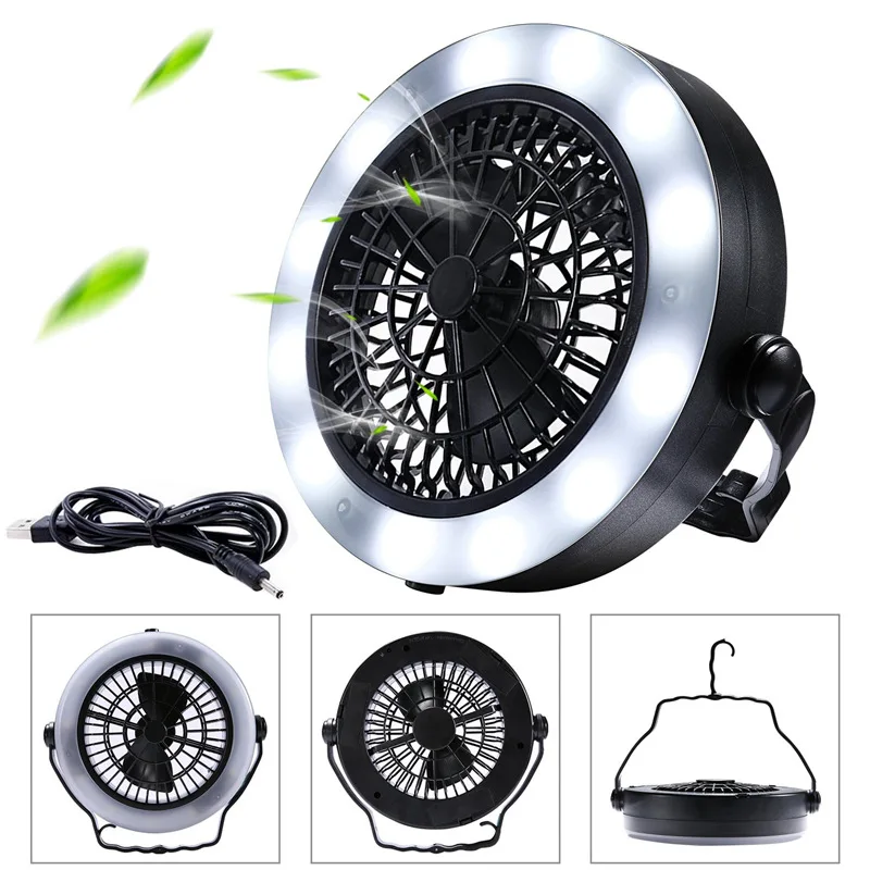 

Usb electric fan light new three-in-one camping fan light 18LED multi-purpose tent fan light outdoor camping light Outdoor Tools
