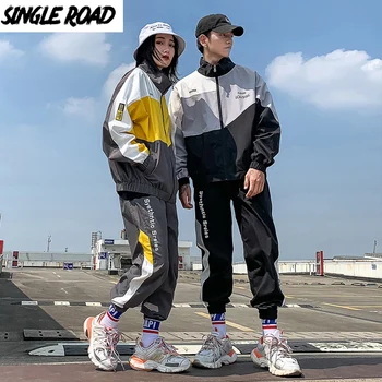 

SingleRoad Mens Tracksuit Men Sets Fashion 2020 Autumn Patchwork Japanese Streetwear Long Sleeve Sportswear Hip Hop 2 Pieces Set