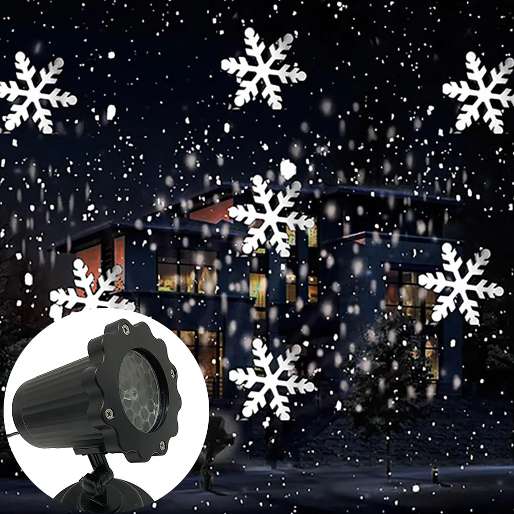 

LED Snowfall Light Snowflake Projection Lamp Waterproof Outdoor Display Projector Show Rotating Event Party Garden Decoration