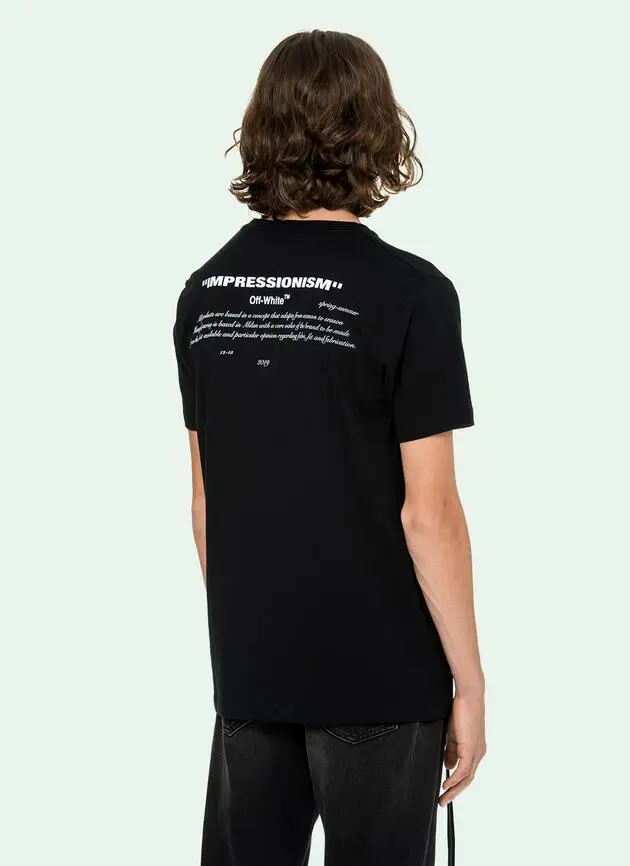 Картина маслом лозунг 19ss Off-White OW мужские и женские парные модели влюбленных хлопок Повседневная мода короткий рукав круглый вырез Футболка