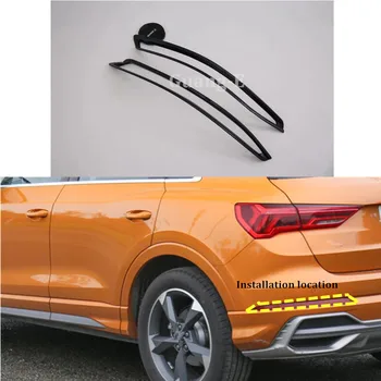 

For Audi Q3 F3 2018 2019 2020 Car Sticker Styling Cover Detector Rear Back Tail Fog Light Lamp Trim Frame Parts 2pcs