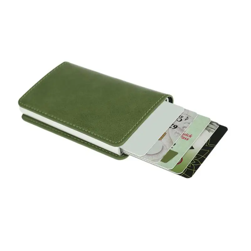 

Fashion Male Metal Card Holder RFID Aluminium Alloy PU Leather Antitheft Automatic Credit Cards Case Wallets Bolsas Sac A Main