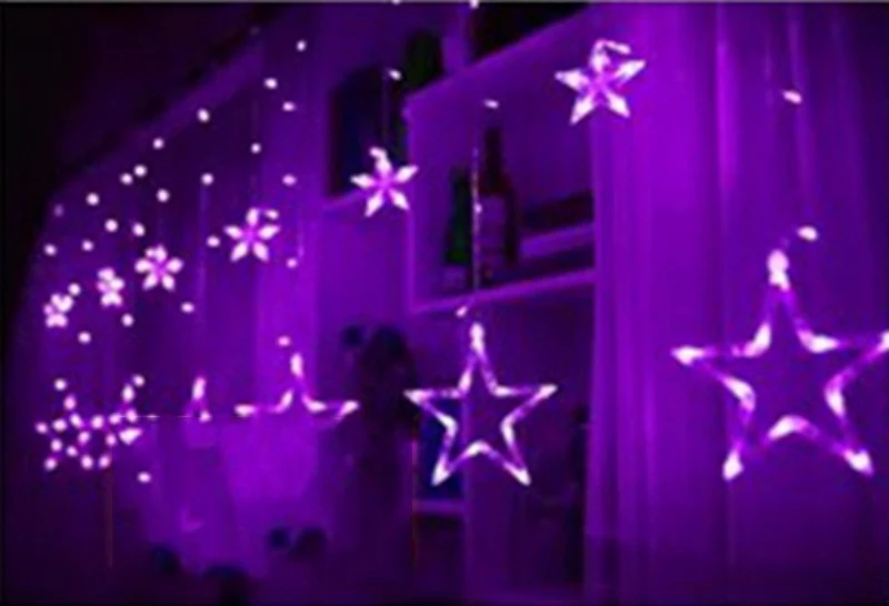 Рождественский светодиодный светильник-гирлянда 2x2 м, Романтический Сказочный светильник-занавеска в виде звезды для праздника, свадьбы, вечерние гирлянды, Декоративный Рождественский светильник - Испускаемый цвет: Фиолетовый