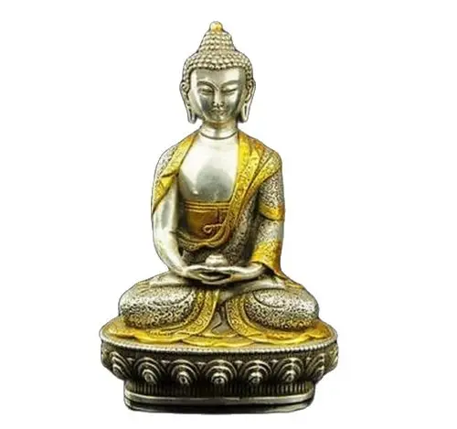 

Rare Tibet Silver Copper Gilt Tibetan Buddhism Statue -- Sakyamuni Buddha decoration metal handicraft