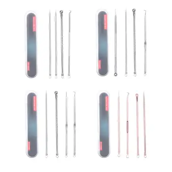 

4PCS Blackhead Extractor de cravo Rose Gold Black Dots Cleaner Acne Blemish Remover Needles Set Black Spots Pore Cleanser Tool