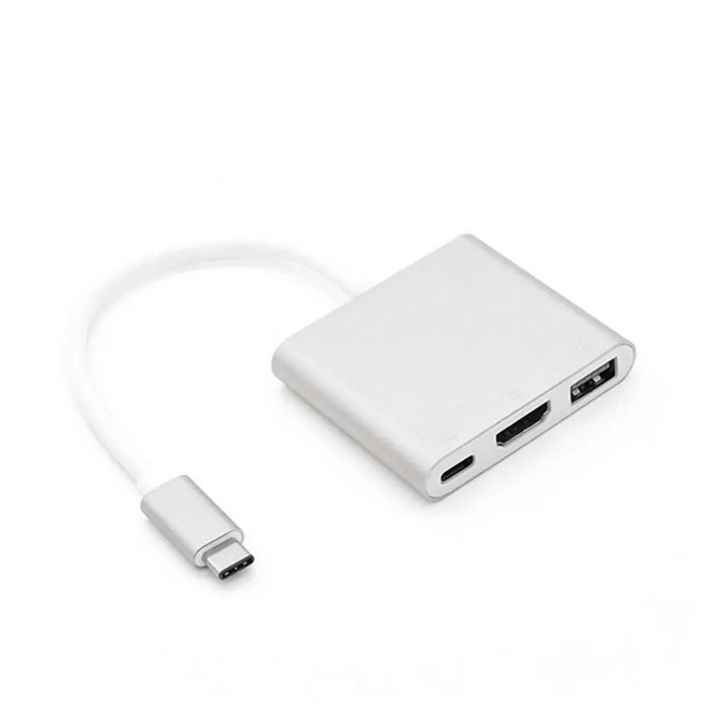 gray 3 в 1 портативный конвертер USBC в HDMI 3,1 type c в hdmi HDMI/USB 3,0/type C адаптер type-C Алюминиевый для Macbook - Цвет: gray