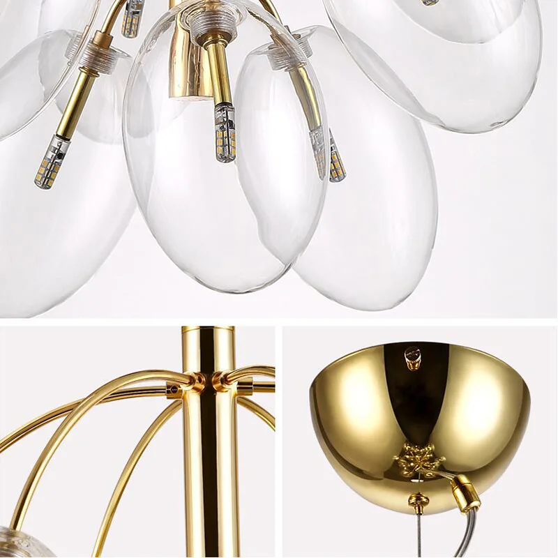 Новая пост-современная стеклянная люстра в виде винограда светильник с G4 светодиодные лампы, покрытие хром Золотой столовая прикроватная потолочная Подвесная лампа